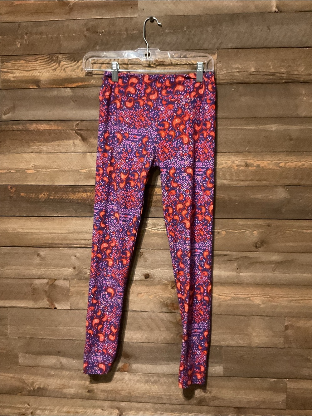 Lularoe Butter Soft Leggings Purple Red Paisley Floral One Size 2-10